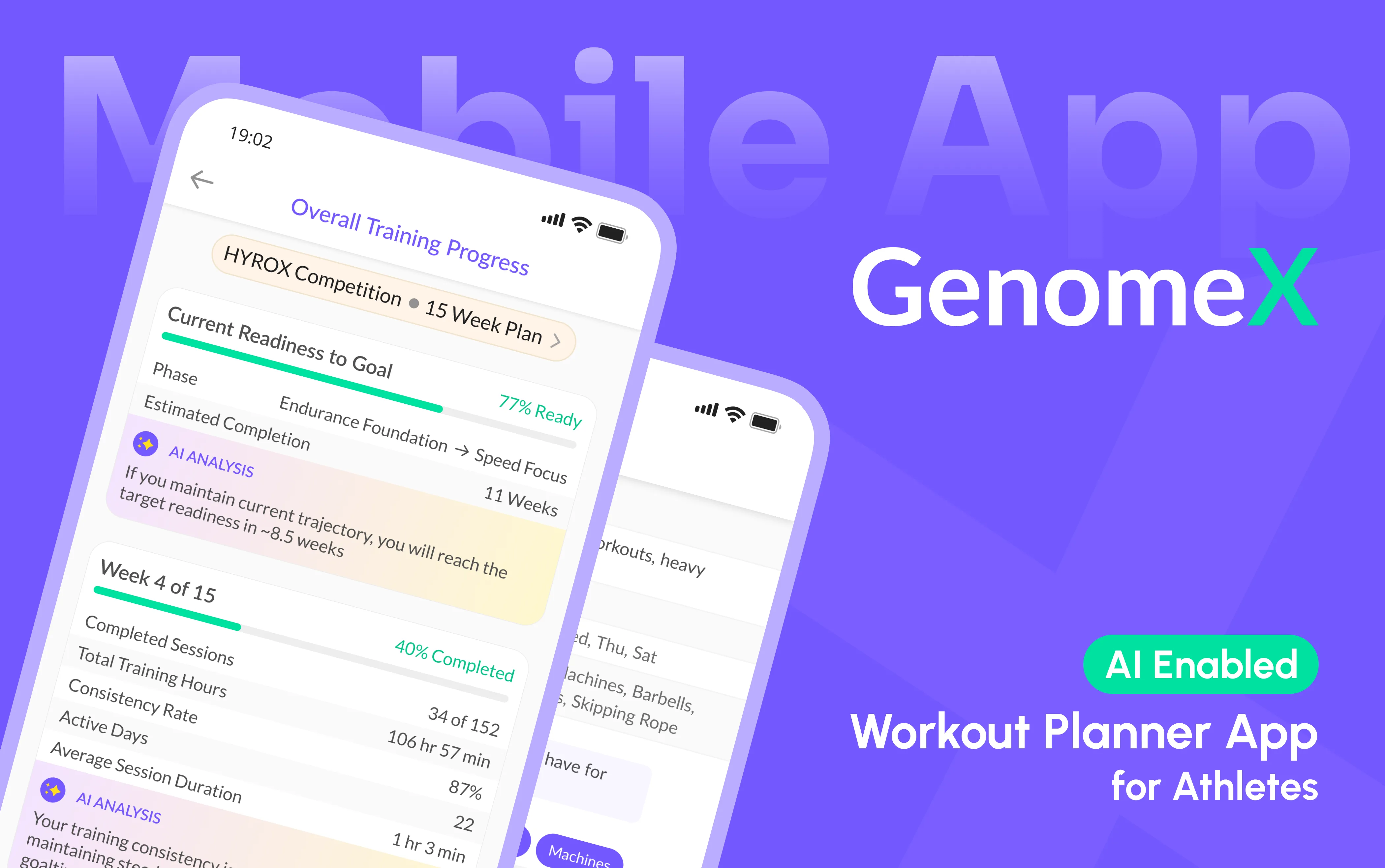 GenomeX AI workout planner app preview
