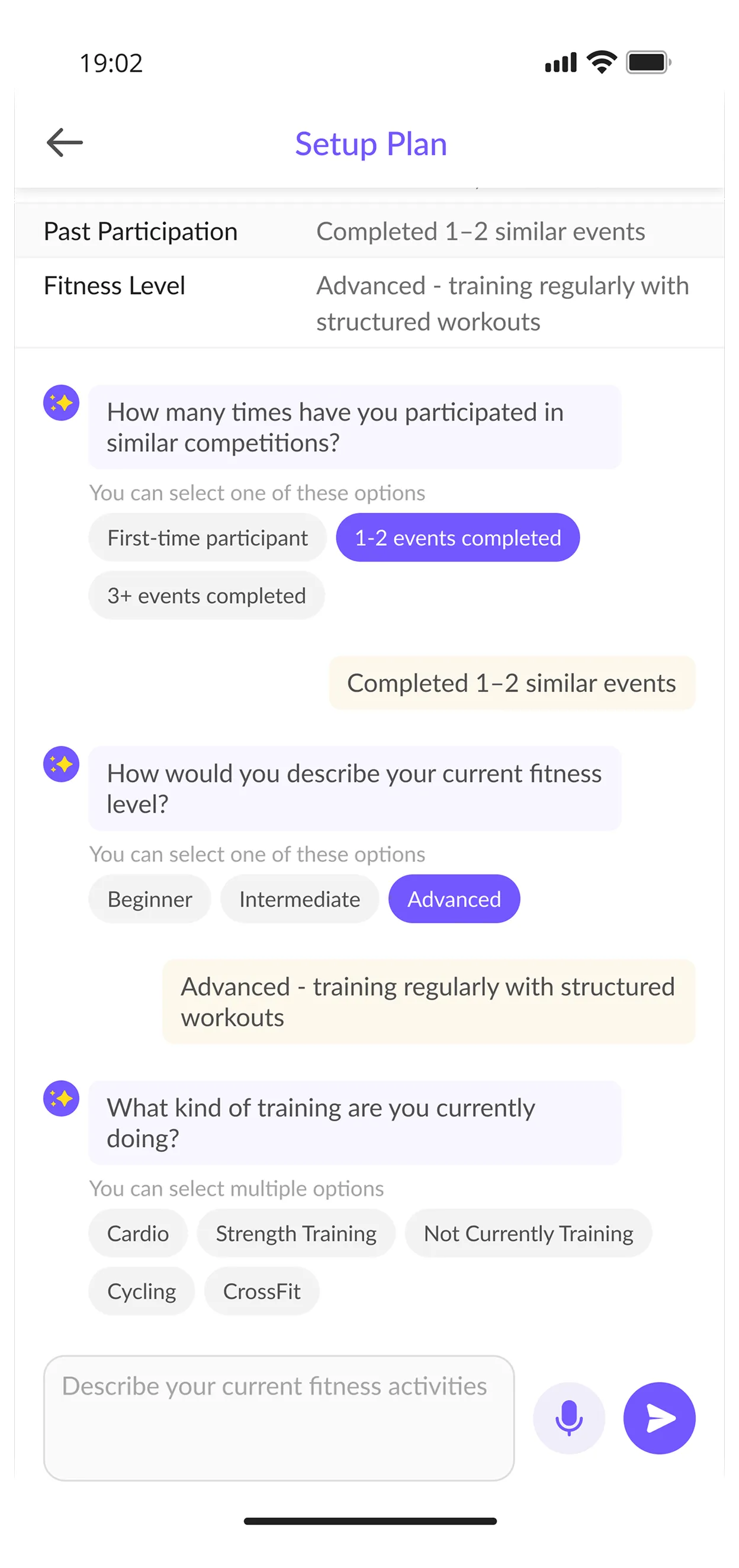 GenomeX setup workout plan screen 3