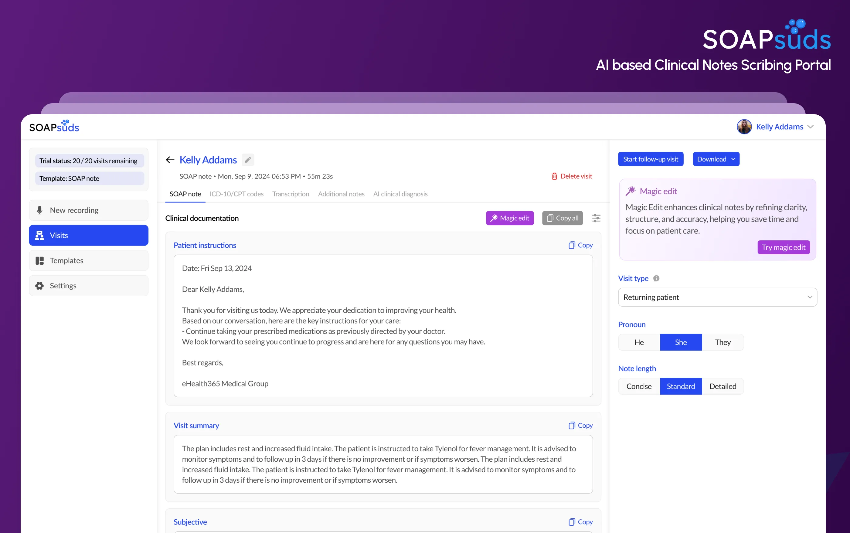 SOAPsuds clinical notes platform preview