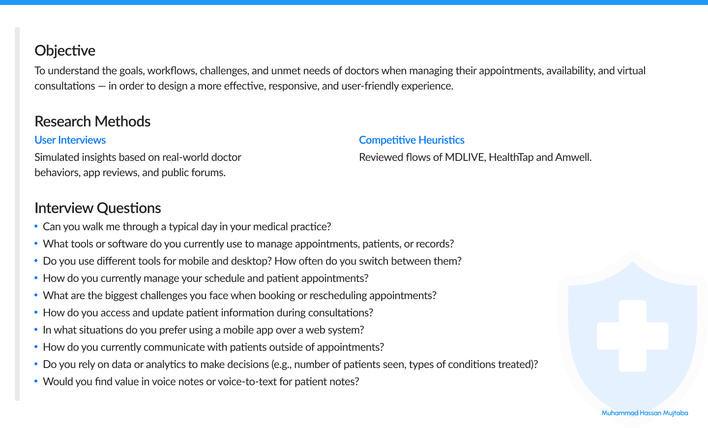 Objective, Research Methods and Interview Questions